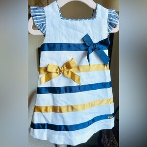 Charming Striped Kids Dress with Bows